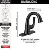 Delta 533LF-BLMPU Kayra Single Handle Bathroom Faucet, Matte Black