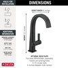 1993LF-BL Pivotal Single Handle Bar Faucet, Matte Black