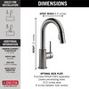 9959-KS-DST Trinsic Single Handle Pull Down Bar or Prep Faucet, Black Stainless