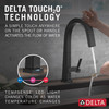 9193T-BL-DST Pivotal Single Handle Pull Down Kitchen Faucet with Touch2O Technology, Matte Black