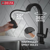 9993T-BL-DST Pivotal Single Handle Pull Down Bar or Prep Faucet with Touch2O Technology, Matte Black