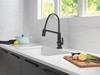 9693T-BL-DST Pivotal Single Handle Exposed Hose Kitchen Faucet with Touch2O Technology, Matte Black