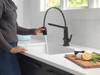 9693T-BL-DST Pivotal Single Handle Exposed Hose Kitchen Faucet with Touch2O Technology, Matte Black
