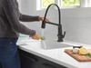 9693T-BL-DST Pivotal Single Handle Exposed Hose Kitchen Faucet with Touch2O Technology, Matte Black