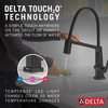 9693T-BL-DST Pivotal Single Handle Exposed Hose Kitchen Faucet with Touch2O Technology, Matte Black