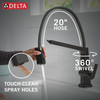 9693T-BL-DST Pivotal Single Handle Exposed Hose Kitchen Faucet with Touch2O Technology, Matte Black