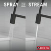 9693T-BL-DST Pivotal Single Handle Exposed Hose Kitchen Faucet with Touch2O Technology, Matte Black