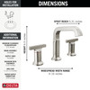 Delta 35587-SS-PR-DST Tetra Two Handle Widespread Bathroom Faucet, Lumicoat Stainless