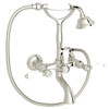 Rohl A1401LPPN Exposed Wall Mount Tub Filler with Handshower and White Porcelain Lever Handle, Polished Nickel
