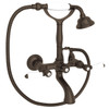 Rohl A1401LPTCB Exposed Wall Mount Tub Filler with Handshower and White Porcelain Lever Handle, Tuscan Brass