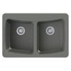 33" X 22" X 9" Equal Double Bowl Dual Mount Installation with 4 BCDE Faucet Holes, In Grey