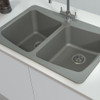 33" X 22" X 9" Equal Double Bowl Dual Mount Installation with 2 AC Faucet Holes, In Grey