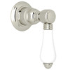 Rohl A4912LPPNTO Trim for Volume Control and 4-Port Dedicated Diverter with White Porcelain Lever Handle, Polished Nickel