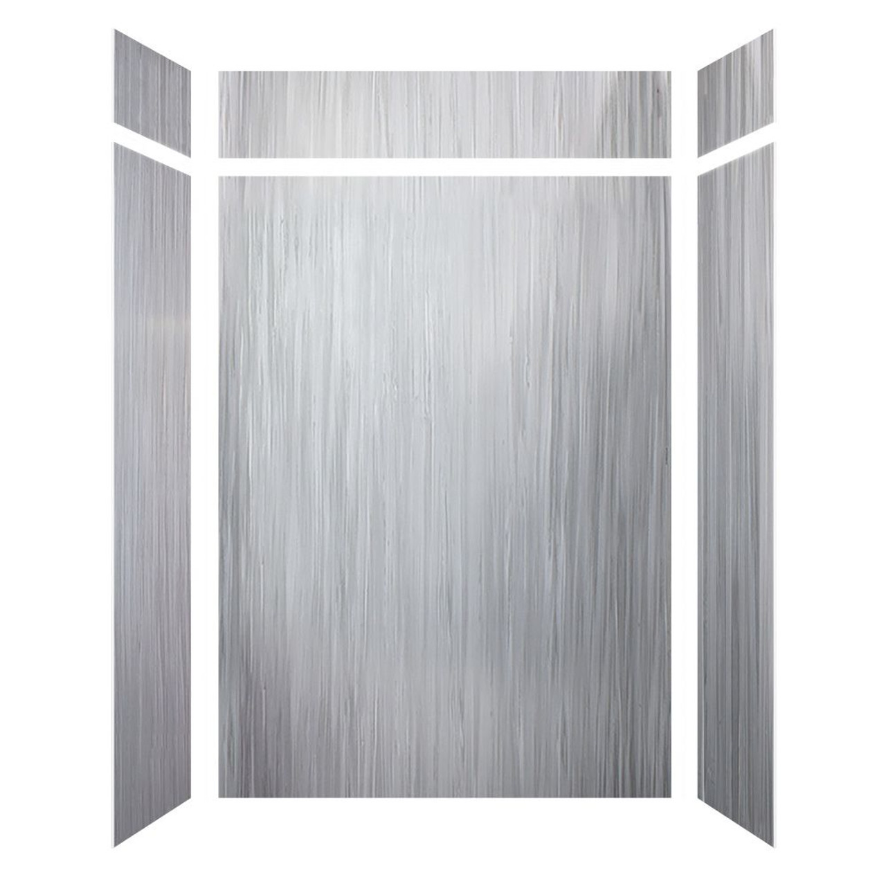 Transolid LWKX60368412-186 Lusso 60-in x 36-in x 84/12-in Glue To Wall 6-Piece Transition Shower Wall Kit, Glacier Grey