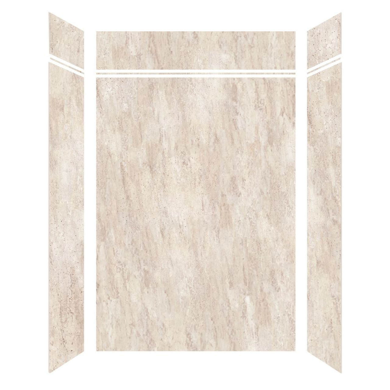 Transolid LWKX60368412-185 Lusso 60-in x 36-in x 84/12-in Glue To Wall 6-Piece Transition Shower Wall Kit, Creme Carmel