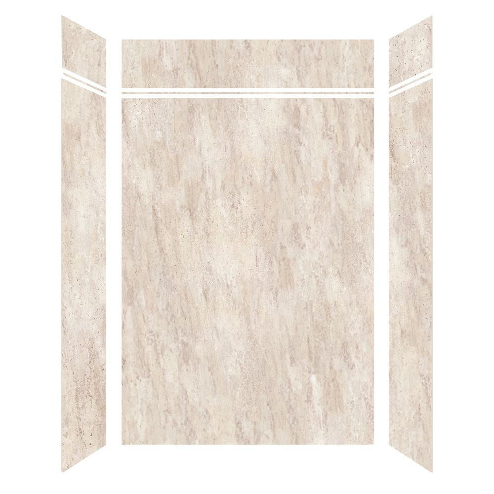 LWKX60368412-185 Lusso 60-in x 36-in x 84/12-in Glue To Wall 6-Piece Transition Shower Wall Kit, Creme Carmel