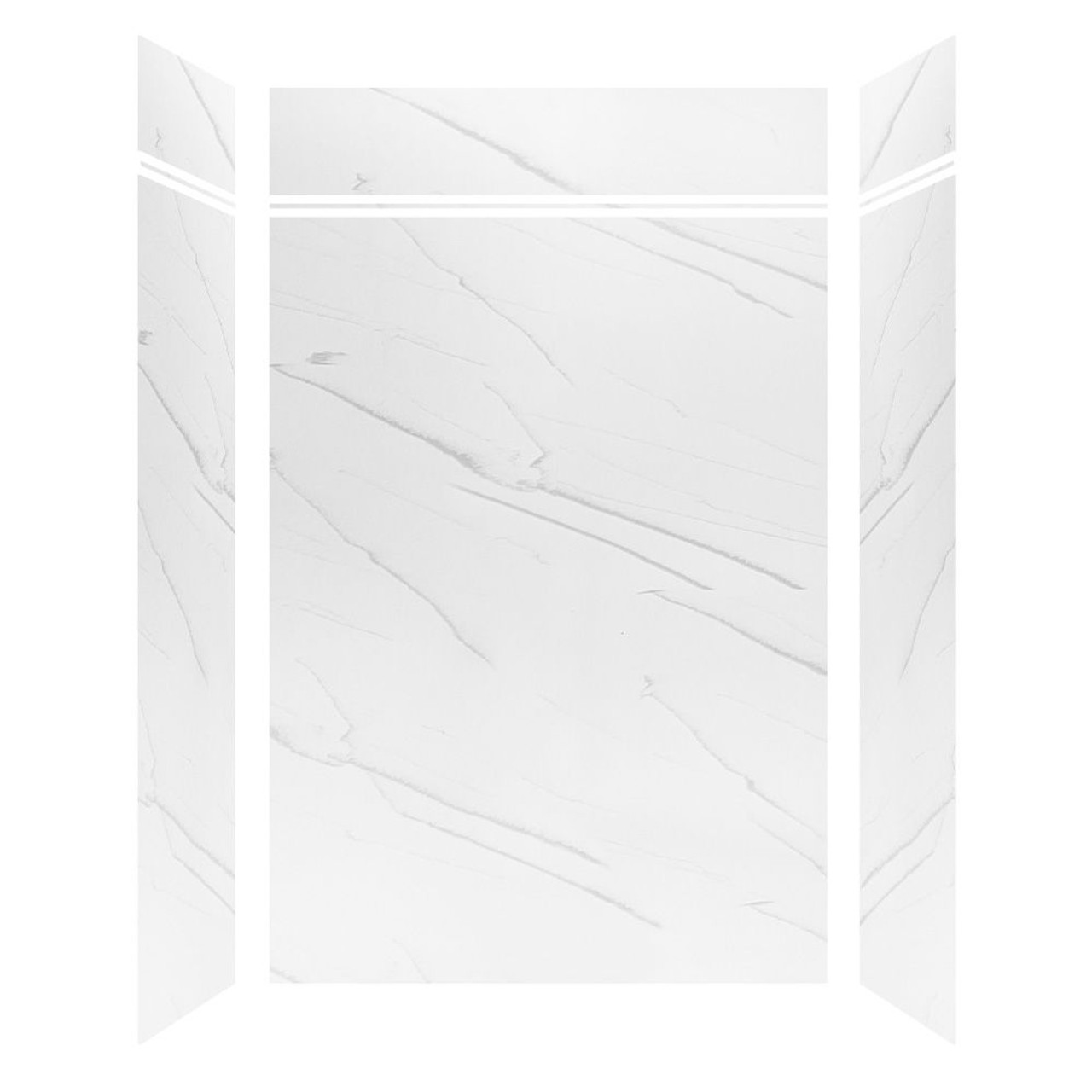 Transolid LWKX60368412-181 Lusso 60-in x 36-in x 84/12-in Glue To Wall 6-Piece Transition Shower Wall Kit, Palladio White