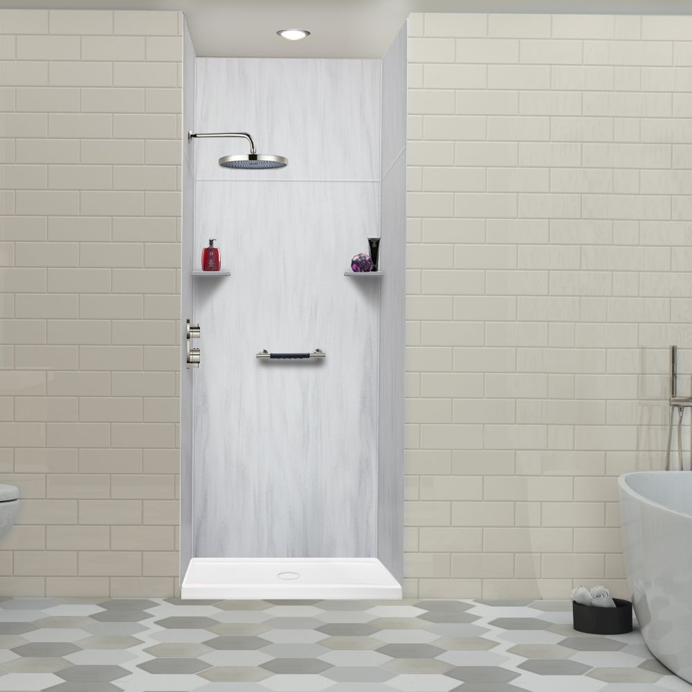 LWKX36367224-190 Lusso 36-in x 36-in x 72/24-in Glue To Wall 6-Piece Transition Shower Wall Kit, Bellanca