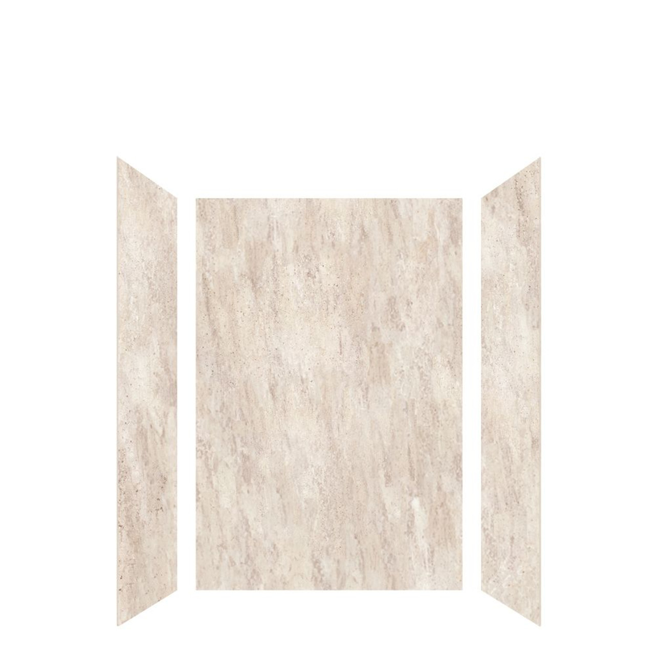 Transolid LWK483672-185 Lusso 48-in x 36-in x 72-in Glue to Wall 3-Piece Shower Wall Kit, Creme Carmel
