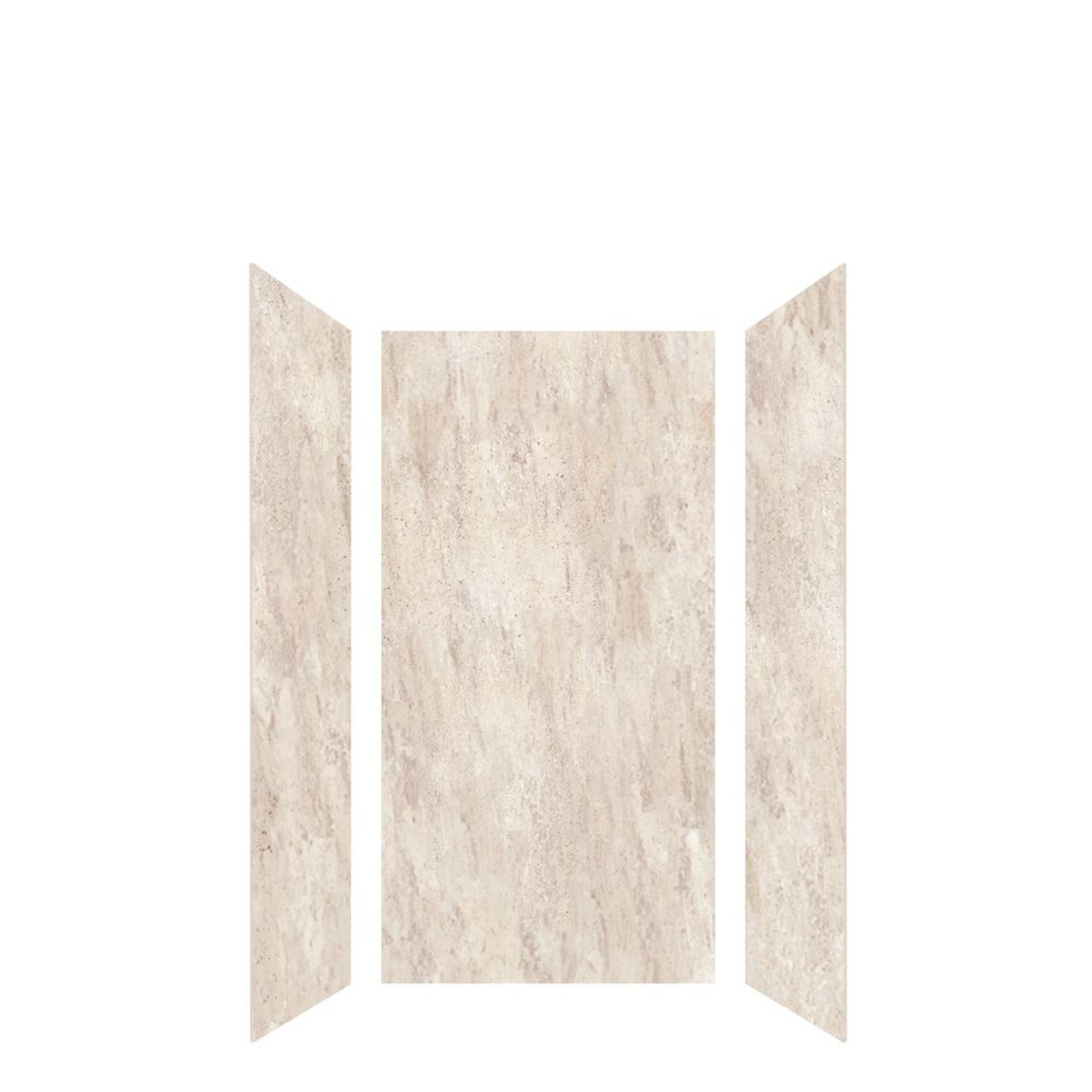 Transolid LWK363672-185 Lusso 36-in x 36-in x 72-in Glue to Wall 3-Piece Shower Wall Kit, Creme Carmel