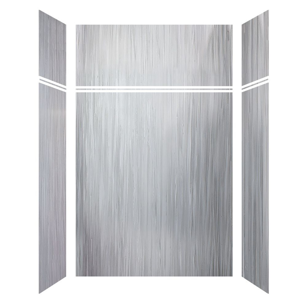 Transolid LWKX60367224-186 Lusso 60-in x 36-in x 72/24-in Glue To Wall 6-Piece Transition Shower Wall Kit, Glacier Grey