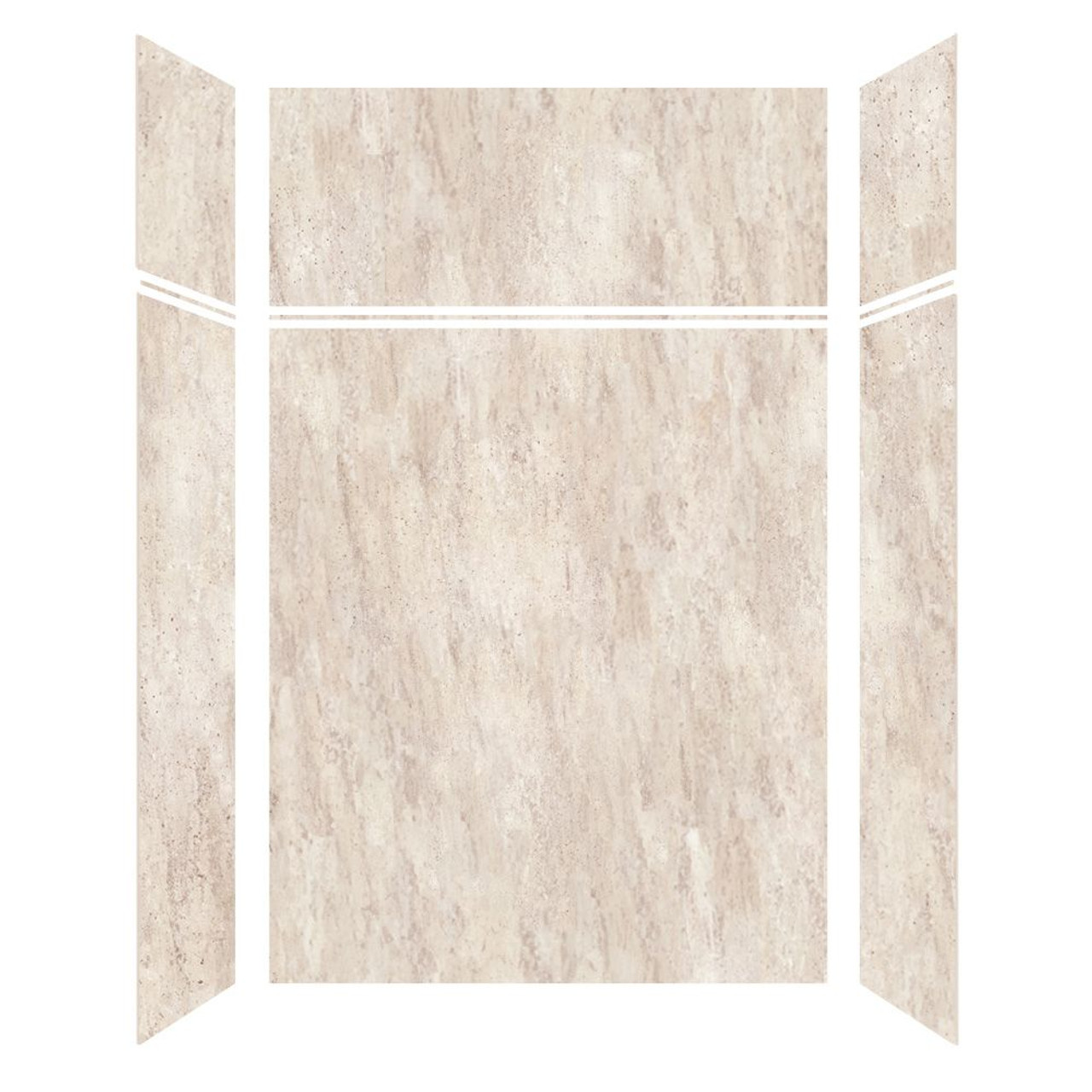 Transolid LWKX60367224-185 Lusso 60-in x 36-in x 72/24-in Glue To Wall 6-Piece Transition Shower Wall Kit, Creme Carmel