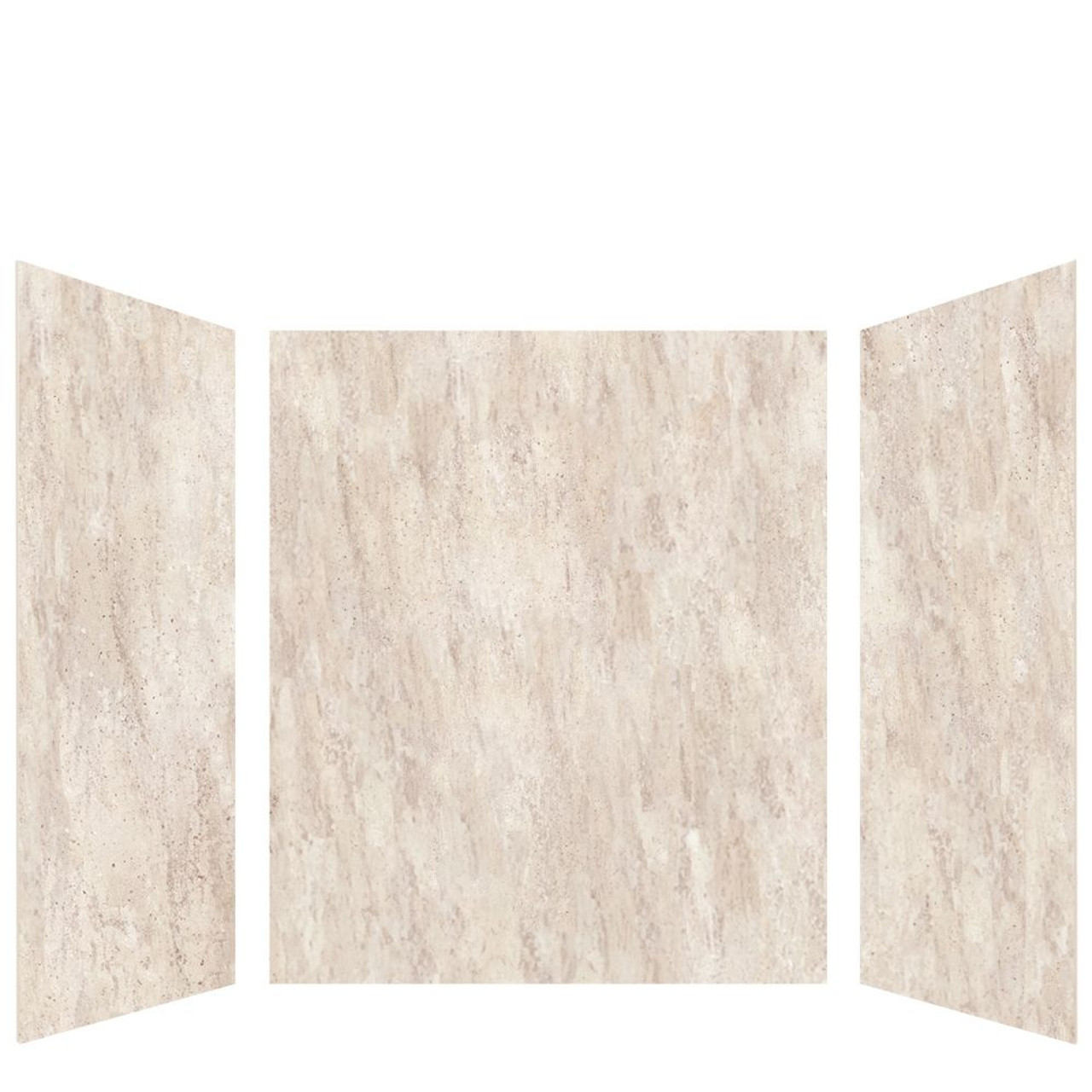 Transolid LWK606072-185 Lusso 60-in x 60-in x 72-in Glue to Wall 3-Piece Shower Wall Kit, Creme Carmel