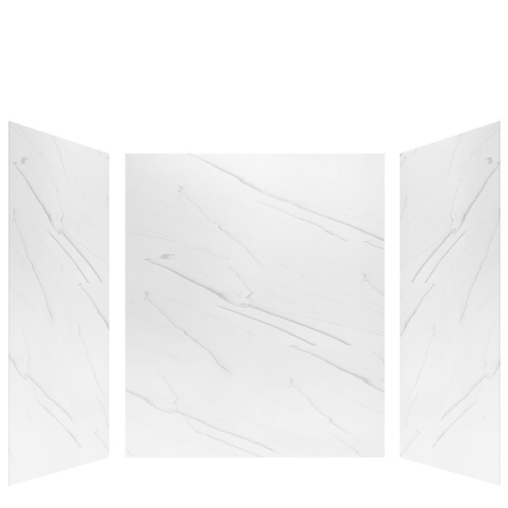 LWK606072-181 Lusso 60-in x 60-in x 72-in Glue to Wall 3-Piece Shower Wall Kit, Palladio White