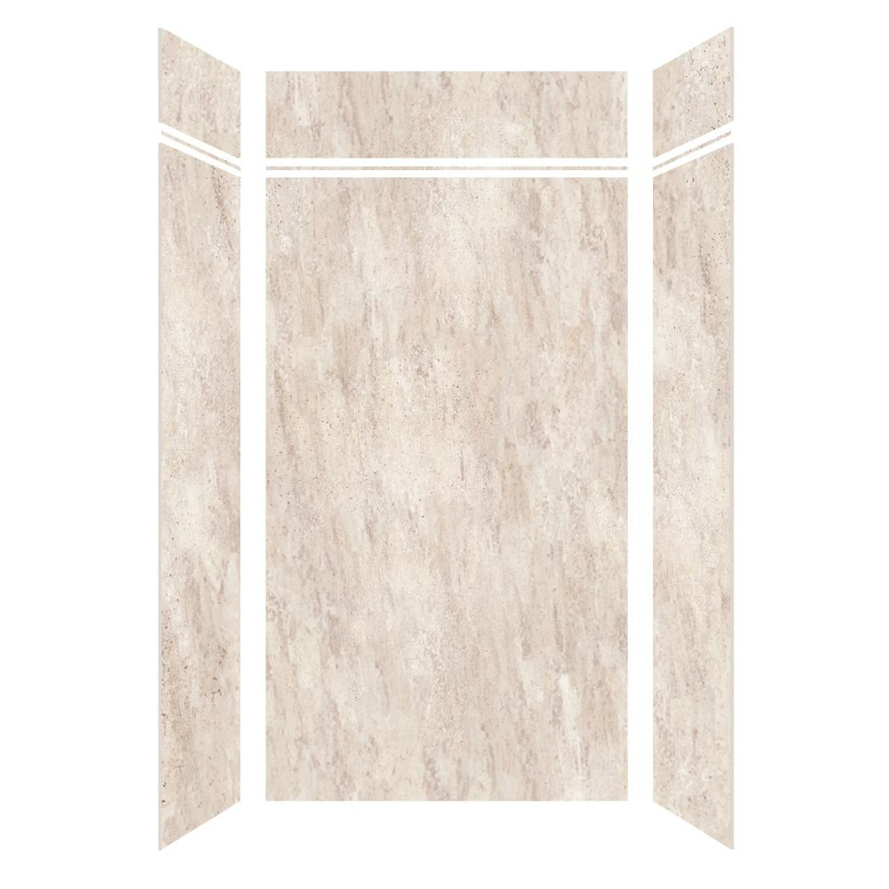 Transolid LWKX48368412-185 Lusso 48-in x 36-in x 84/12-in Glue To Wall 6-Piece Transition Shower Wall Kit, Creme Carmel