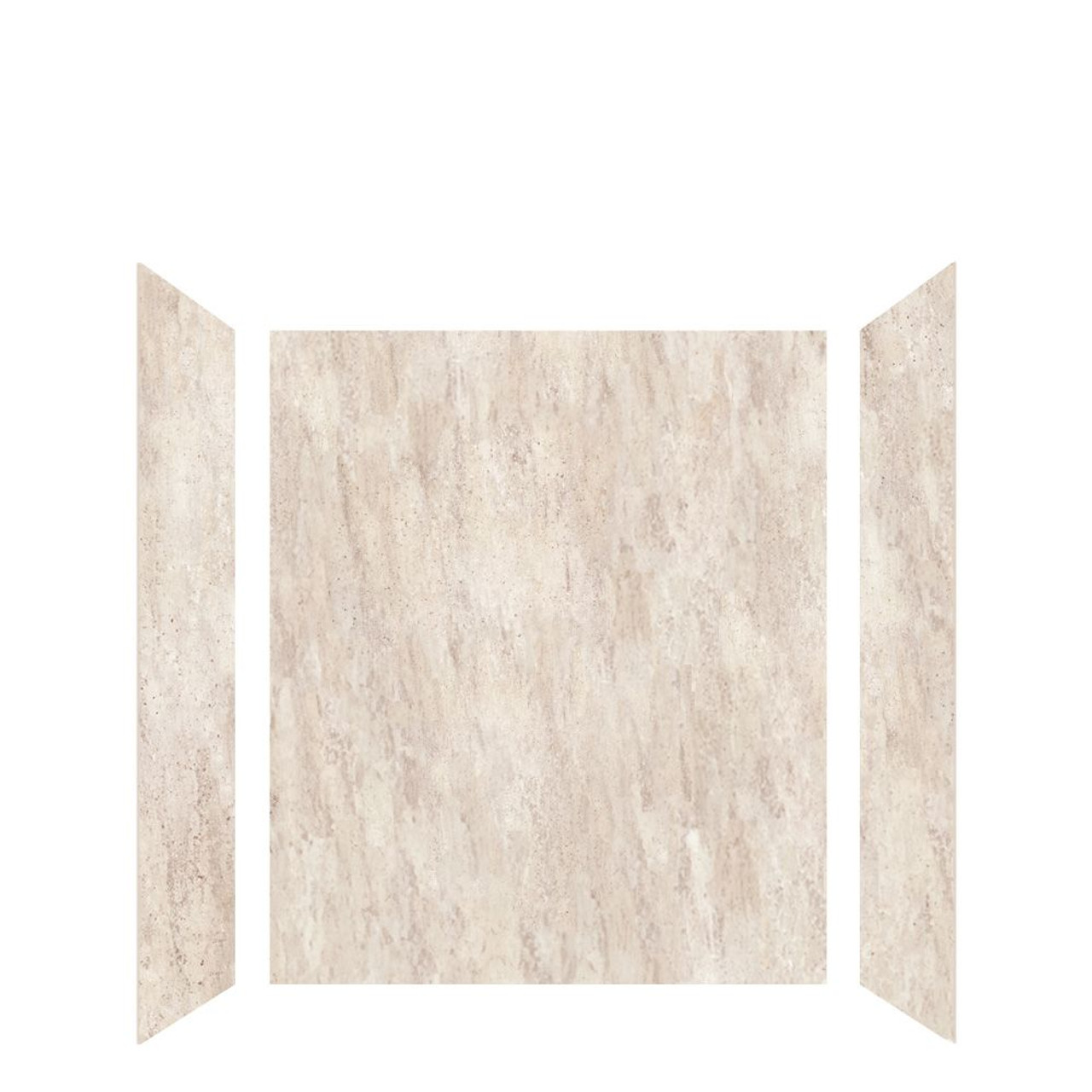 Transolid LWK603672-185 Lusso 60-in x 36-in x 72-in Glue to Wall 3-Piece Shower Wall Kit, Creme Carmel