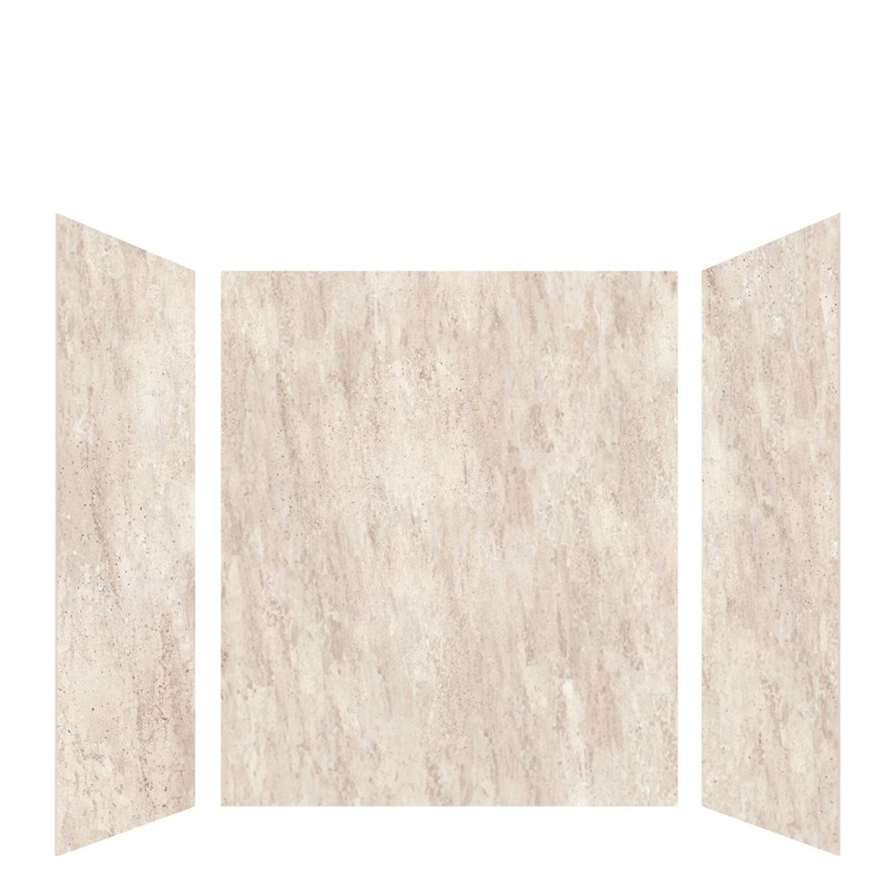 Transolid LWK604872-185 Lusso 60-in x 48-in x 72-in Glue to Wall 3-Piece Shower Wall Kit, Creme Carmel
