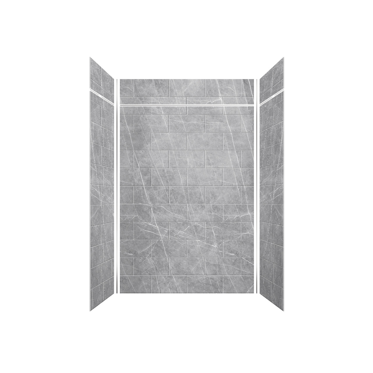 PPWKX60368412-59 Prodigy Plus 60-in x 36-in x 84/12-in Shower Wall Kit, Ashy Grey (8-in x 16-in Horizontal Tile Pattern with Stone Color)