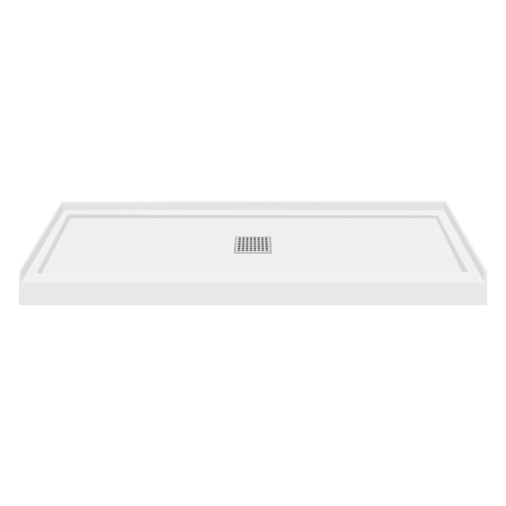 KSAE6036C-31BS 60-in x 36-in x 72-in 6-Piece Glue-on Expressions Shower Kit with Door and Accessories, White/Brushed Stainless Steel