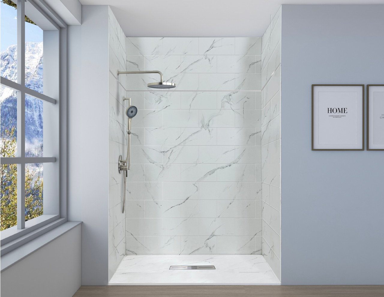 PPWKX60367224-60 Prodigy Plus 60-in x 36-in x 72/24-in Shower Wall Kit, Calcite (8-in x 16-in Horizontal Tile Pattern with Stone Color)