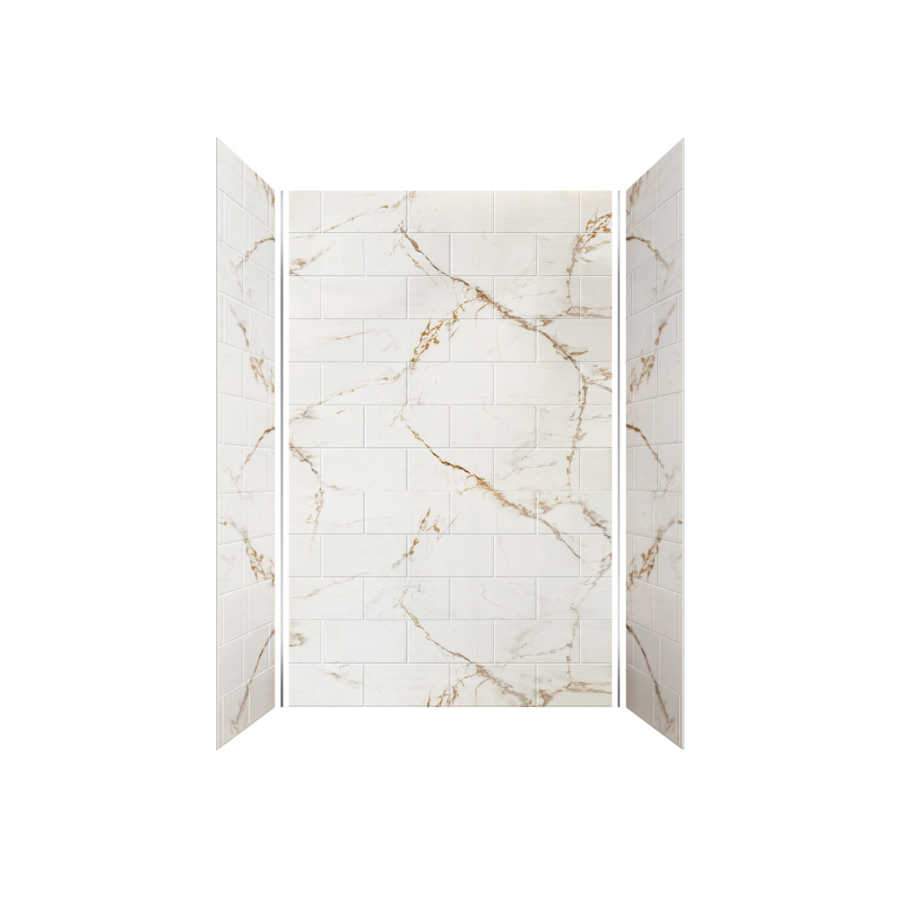 PPWK603696-63 Prodigy Plus 60-in x 36-in x 96-in Shower Wall Kit, Lustrous Gold (8-in x 16-in Horizontal Tile Pattern with Stone Color)