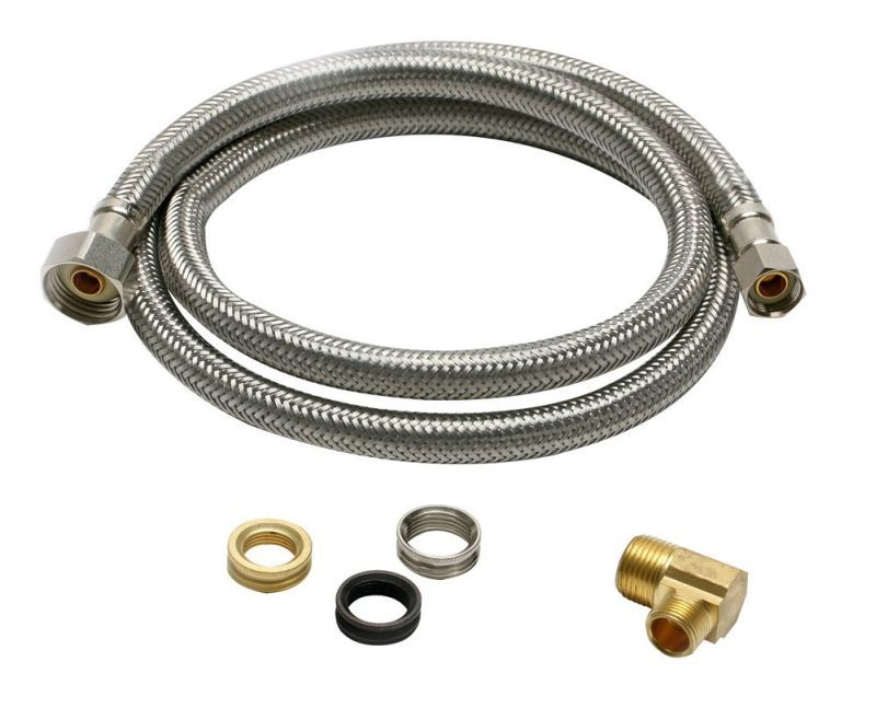 Fluidmaster 1W48CU Braided Stainless Steel 4-ft Dishwasher Water Supply Connector with 3/8-in Compression Thread x 3/8-in Compression or 1/2-in IP Straight Thread