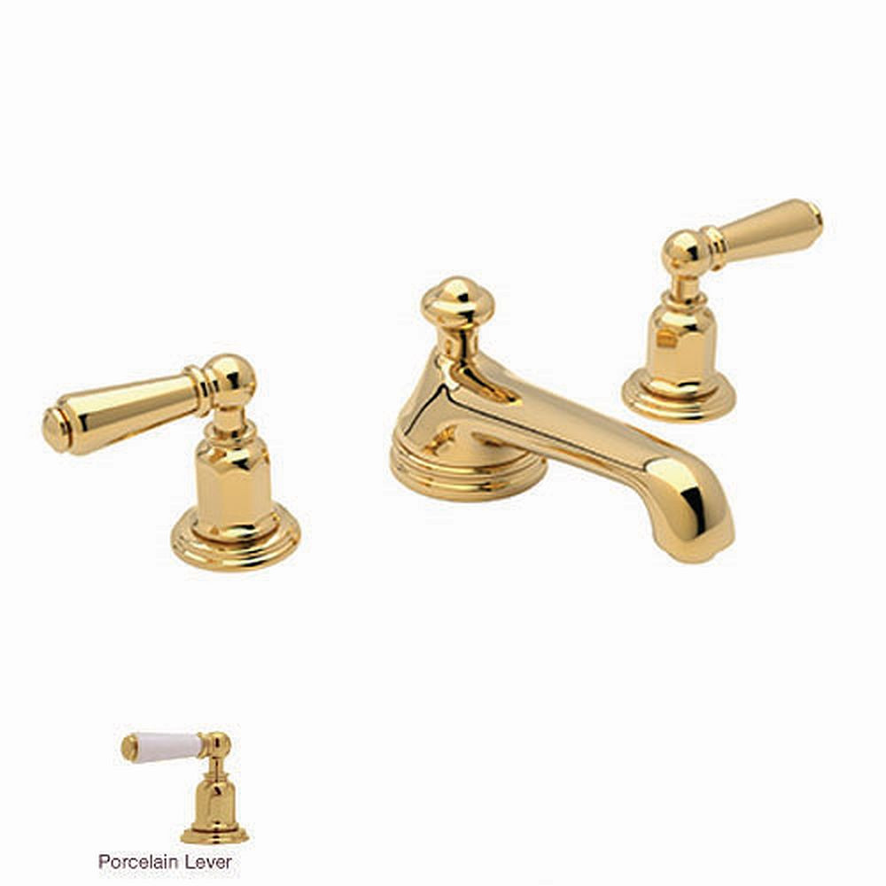 Rohl U.3705L-IB-2 Widespread Bathroom Faucet and Pop-Up Drain in English Gold