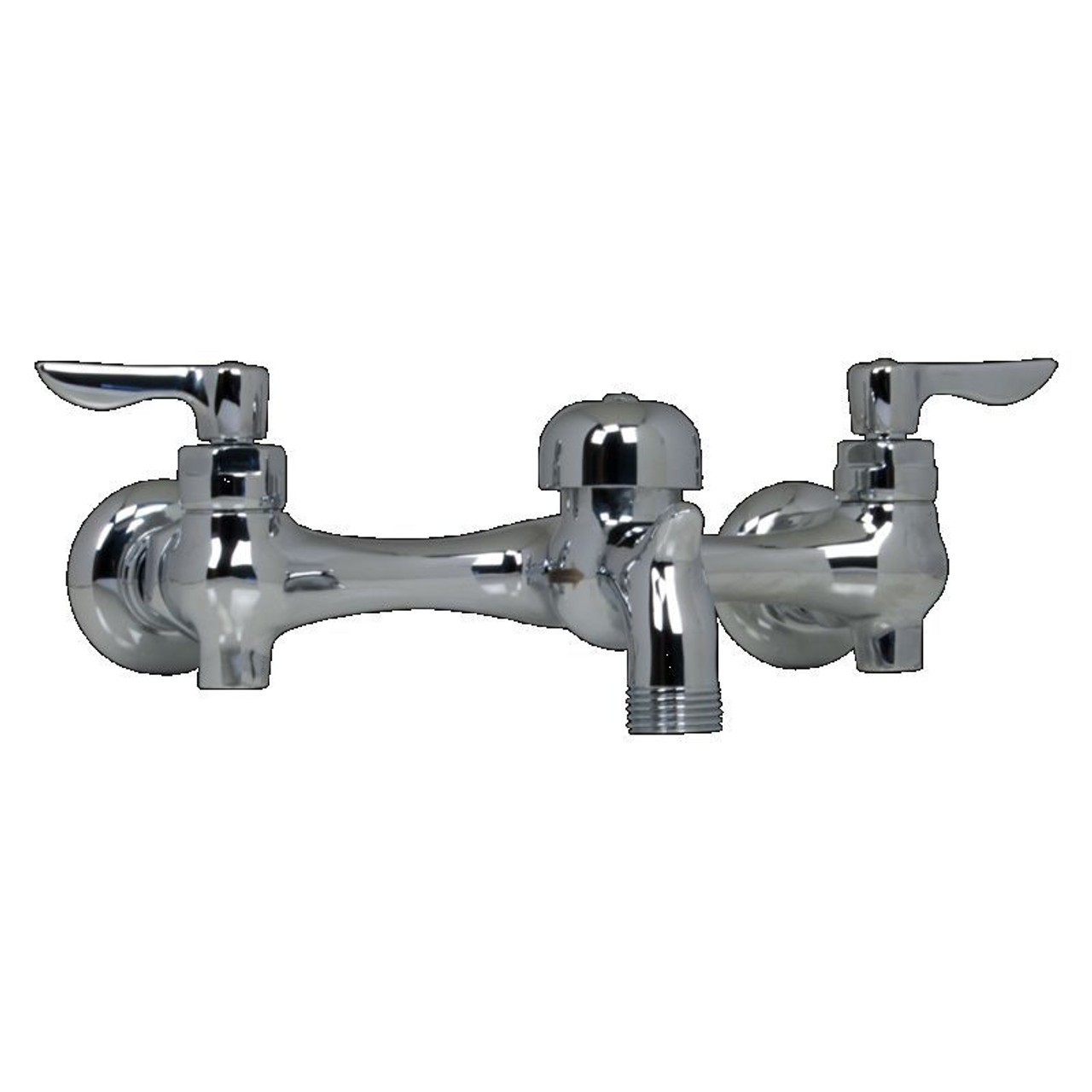 Exposed Yoke Wall Mount Service Sink Faucet with Vandal - Resistant Handles and 3" Spout with Vacuum Breaker in Chrome