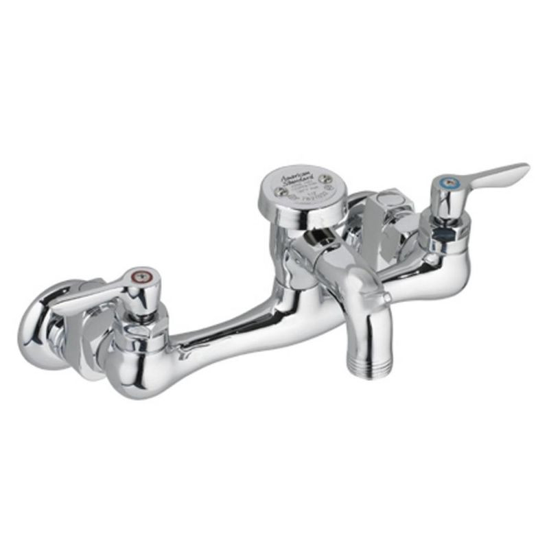 Exposed Yoke Wall Mount Service Sink Faucet with Vandal - Resistant Handles and 3" Spout with Vacuum Breaker and Integral Check Valves in Chrome