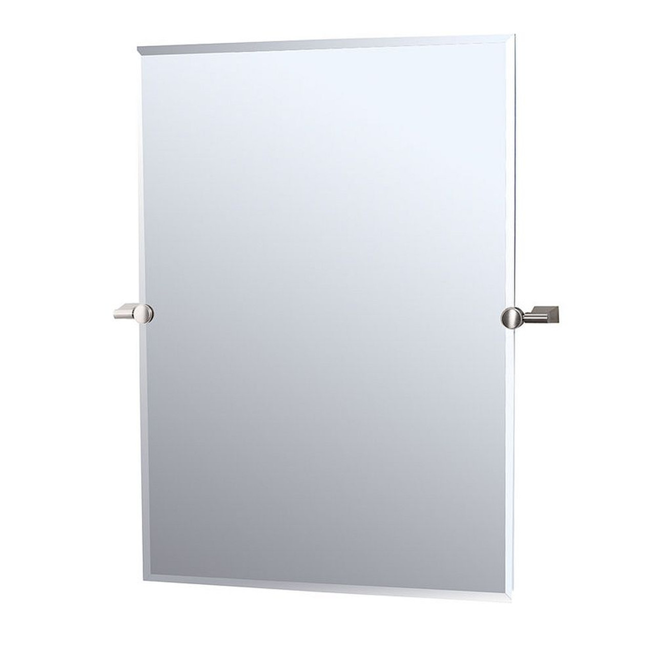 Rectangular Beveled Tilting Wall Mirror in Satin Nickel Rectangular Beveled Tilting Wall Mirror in Satin Nickel