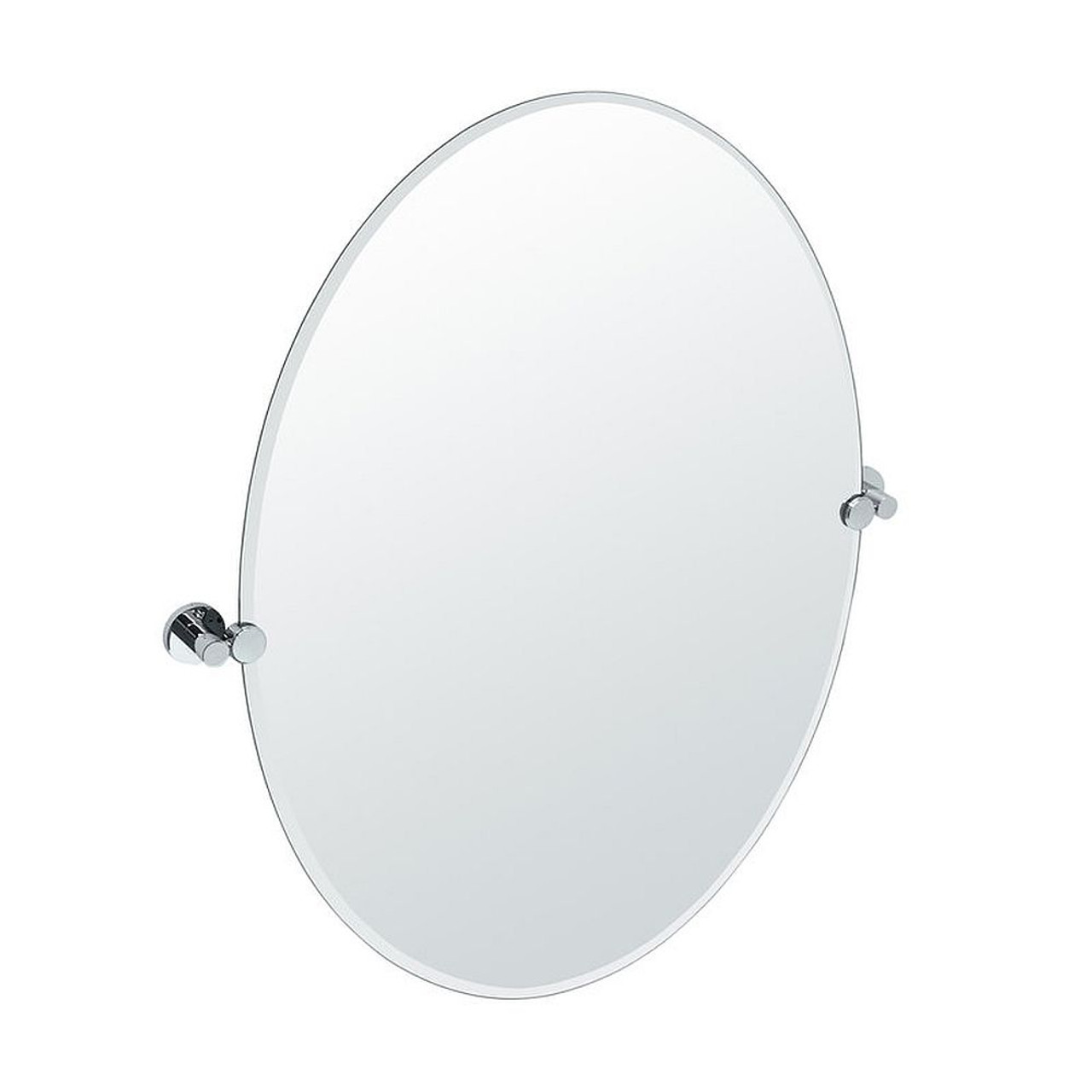 Channel Large Oval Beveled Tilting Wall Mirror in Chrome Channel Large Oval Beveled Tilting Wall Mirror in Chrome