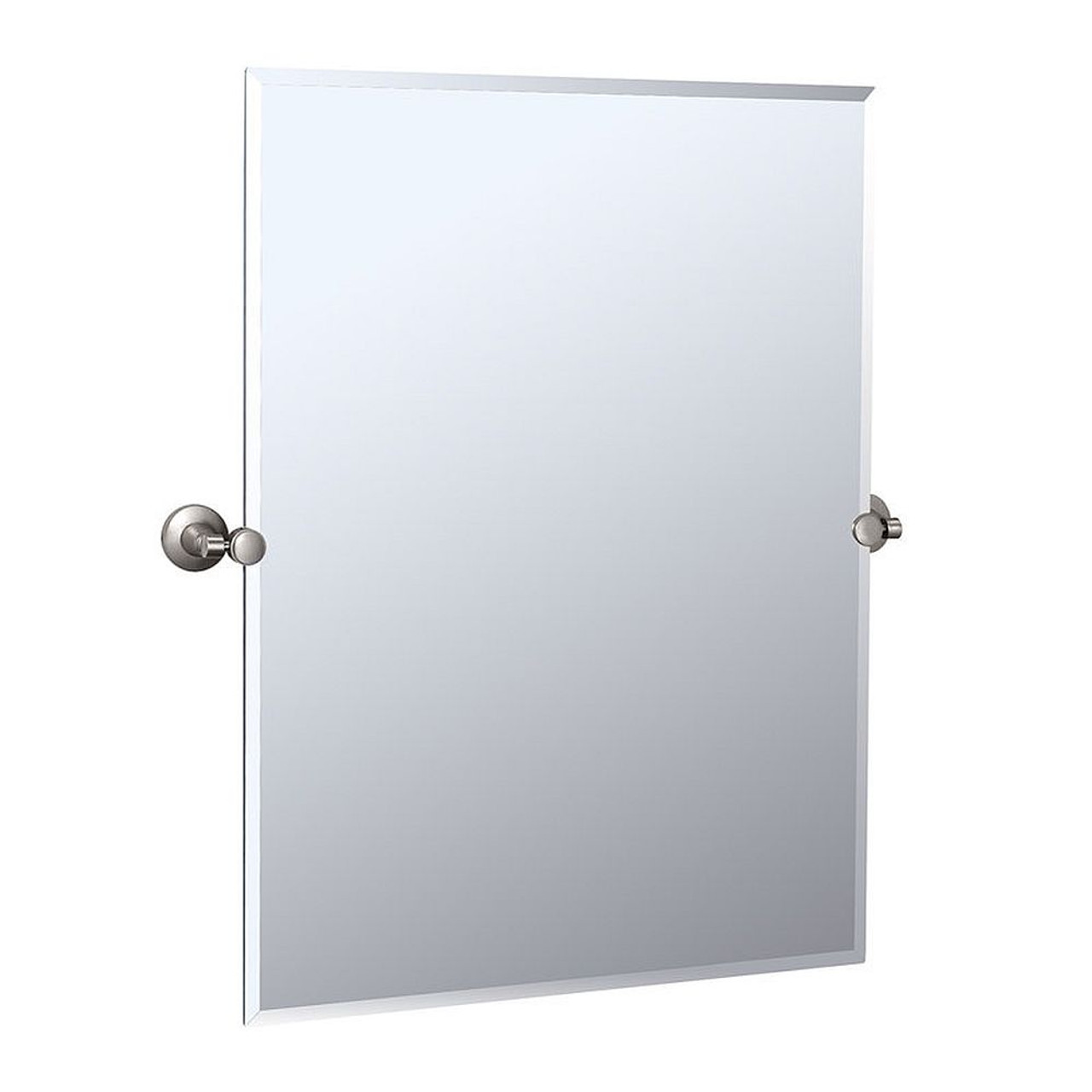 Max Large Rectangular Tilting Wall Mirror in Satin Nickel Max Large Rectangular Tilting Wall Mirror in Satin Nickel