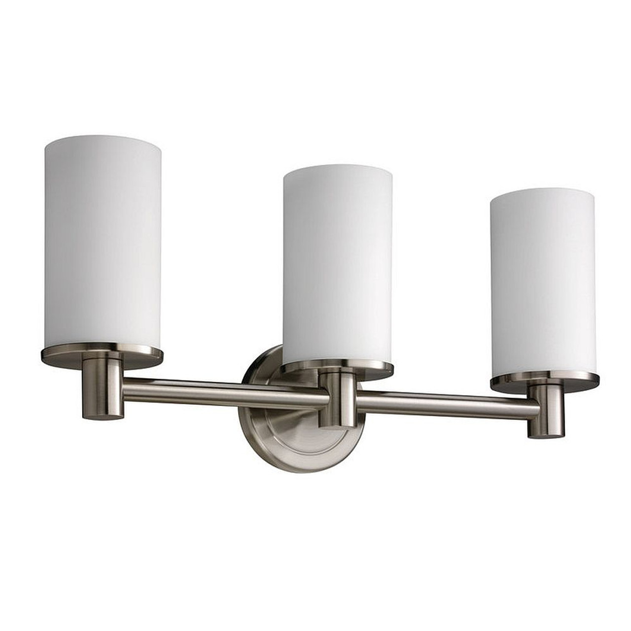 Triple Sconce Bath Lighting in Satin Nickel Triple Sconce Bath Lighting in Satin Nickel