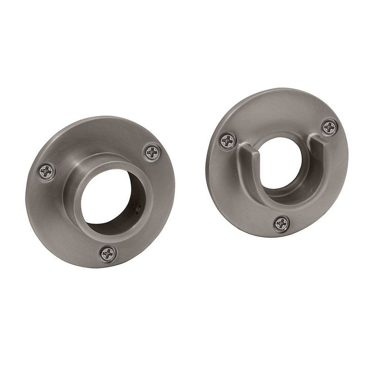 Pair of Wall Flanges for Shower Bar in Satin Nickel Pair of Wall Flanges for Shower Bar in Satin Nickel