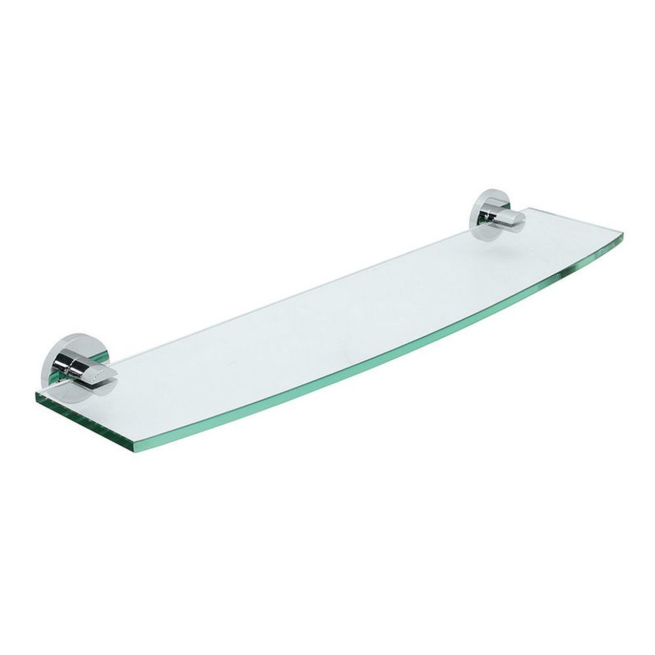Channel 20 Inch Tempered Curved Glass Shelf in Chrome Channel 20 Inch Tempered Curved Glass Shelf in Chrome