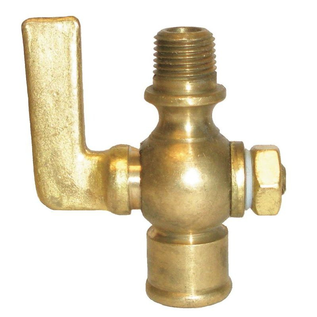 1/8-in Brass Air Cock, Nut Bottom Type, MNPT Round Shoulder x FNPT Connection Type 1/8-in Brass Air Cock, Nut Bottom Type, MNPT Round Shoulder x FNPT Connection Type