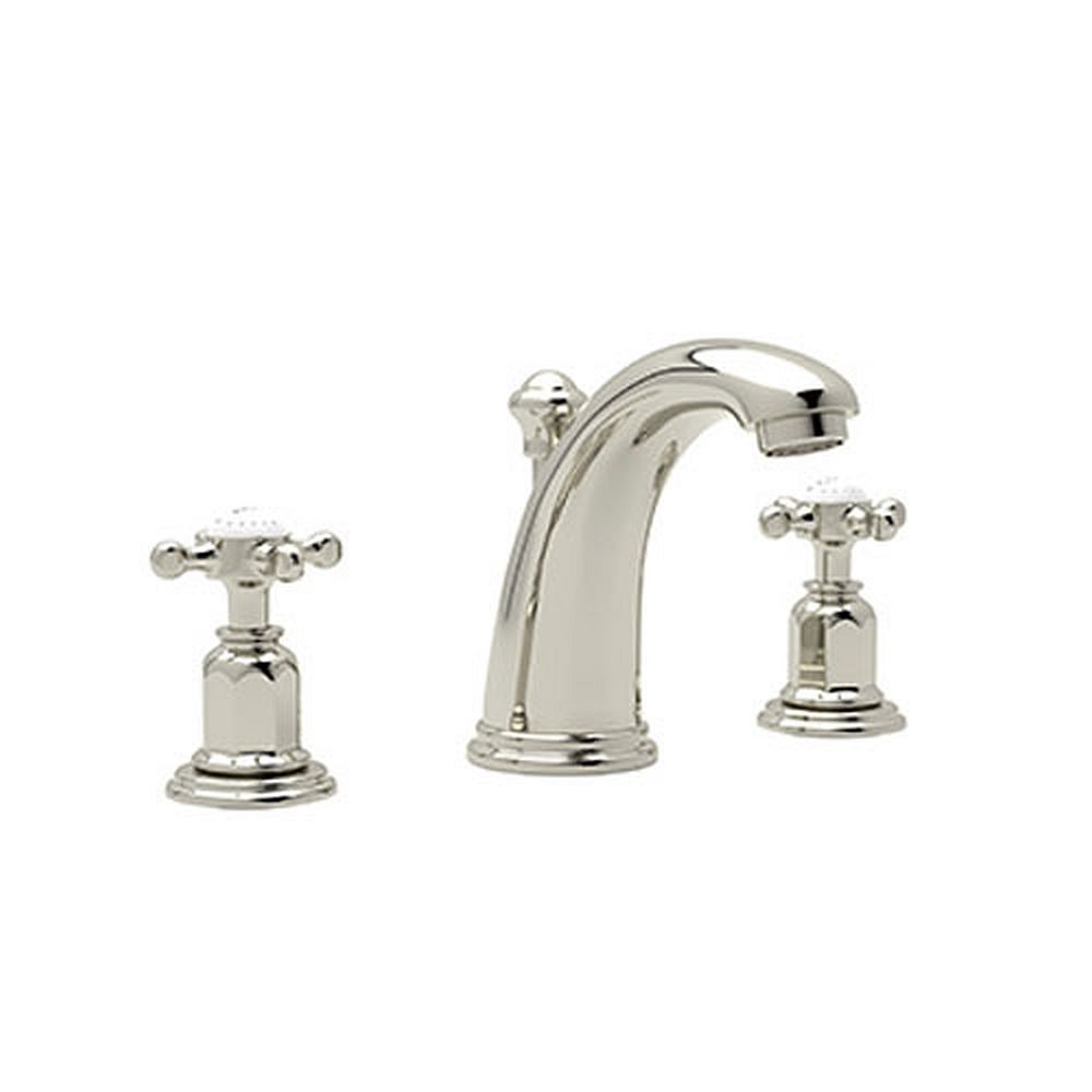 Widespread Bathroom Faucet and Pop-Up Drain in Polished Nickel