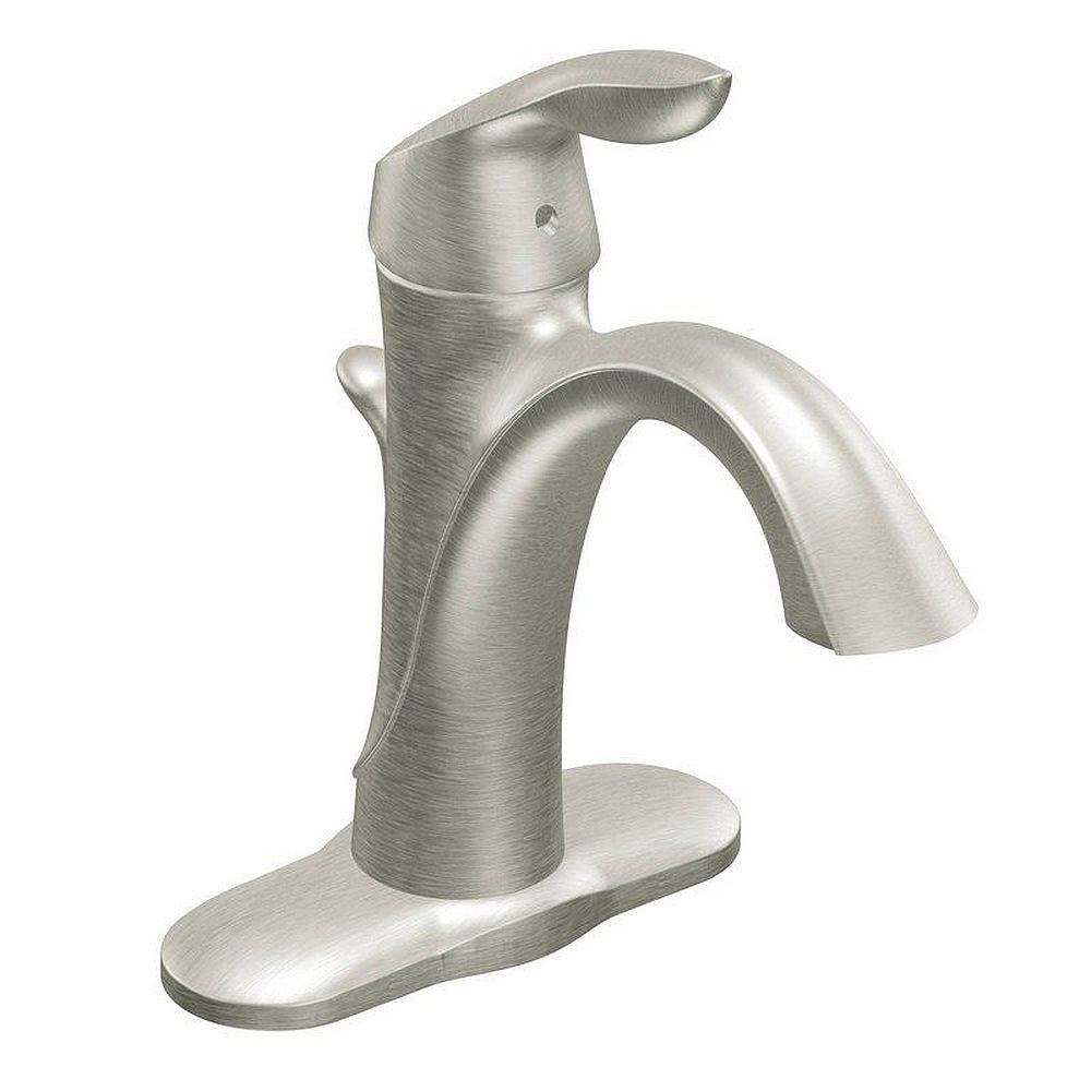 Moen 6400BN Single Handle Single Hole Bathroom Faucet in Brushed Nickel