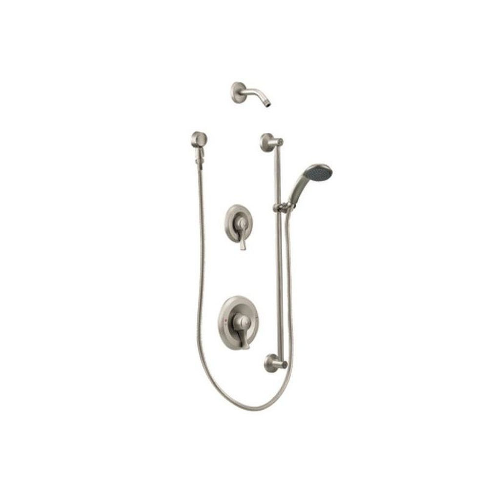 Shower System Trim Package with 2.5 GPM Single Function Hand Shower and Slide Bar Less Rough-In Valve in Classic Brushed Nickel