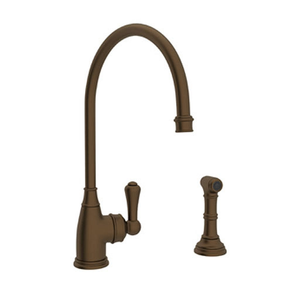 Rohl U.4702EB-2 Kitchen Faucet and Metal Lever Handle in English Bronze